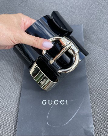 Opasek dámský Gucci GUCCISSIMA černý lesklý